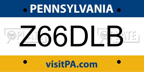 Z66DLB Pennsylvania License Plate