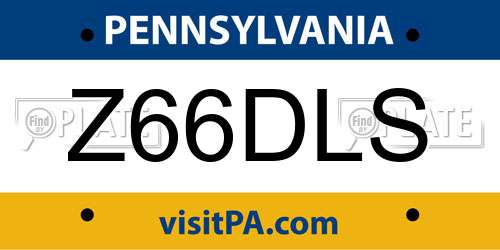 Z66DLS Pennsylvania License Plate