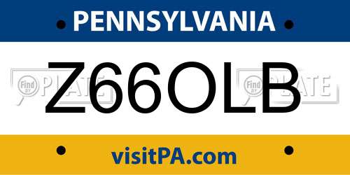 Z66OLB Pennsylvania License Plate