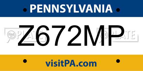 Z672MP Pennsylvania License Plate