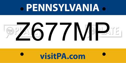Z677MP Pennsylvania License Plate