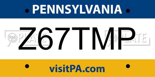 Z67TMP Pennsylvania License Plate