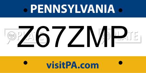 Z67ZMP Pennsylvania License Plate