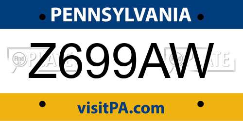 Z699AW Pennsylvania License Plate