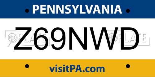 Z69NWD Pennsylvania License Plate