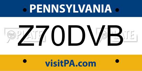 Z70DVB Pennsylvania License Plate