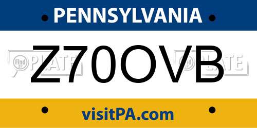 Z70OVB Pennsylvania License Plate