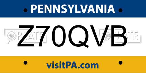 Z70QVB Pennsylvania License Plate