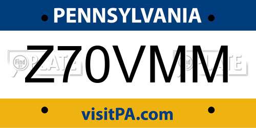 Z70VMM Pennsylvania License Plate