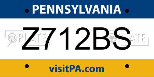 Z712BS Pennsylvania License Plate
