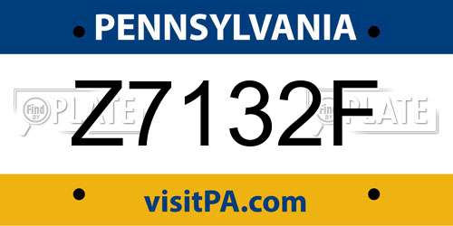 Z7132F Pennsylvania License Plate