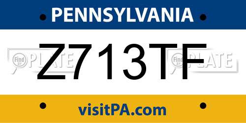Z713TF Pennsylvania License Plate