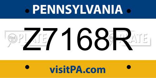Z7168R Pennsylvania License Plate