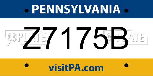 Z7175B Pennsylvania License Plate