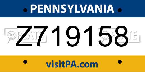 Z719158 Pennsylvania License Plate