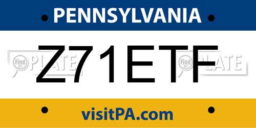 Z71ETF Pennsylvania License Plate