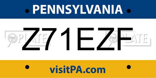 Z71EZF Pennsylvania License Plate
