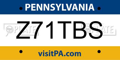 Z71TBS Pennsylvania License Plate