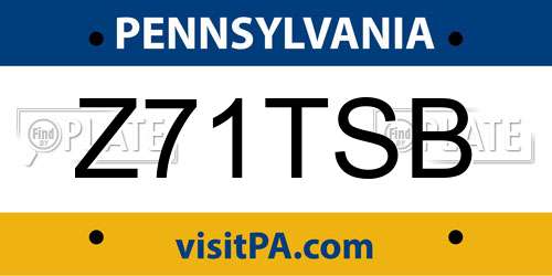 Z71TSB Pennsylvania License Plate