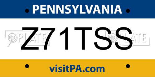 Z71TSS Pennsylvania License Plate