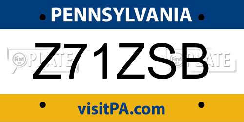Z71ZSB Pennsylvania License Plate