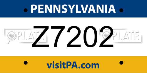 Z7202 Pennsylvania License Plate