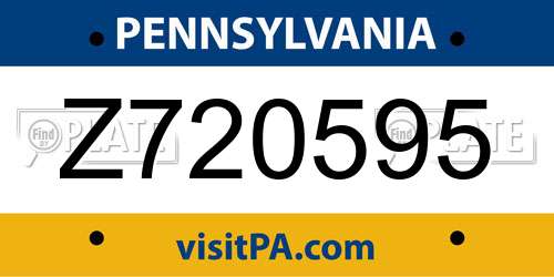 Z720595 Pennsylvania License Plate
