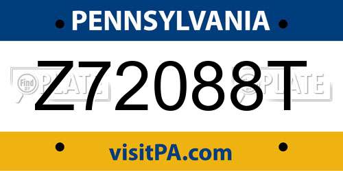 Z72088T Pennsylvania License Plate
