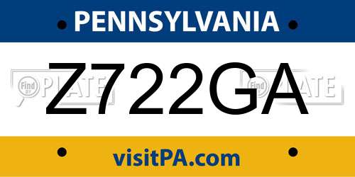 Z722GA Pennsylvania License Plate