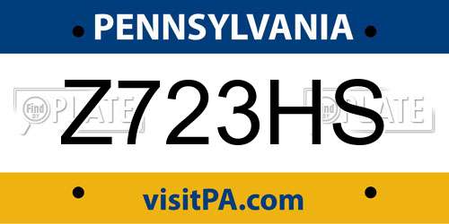 Z723HS Pennsylvania License Plate