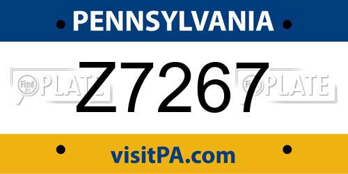 Z7267 Pennsylvania License Plate