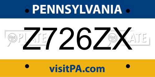 Z726ZX Pennsylvania License Plate