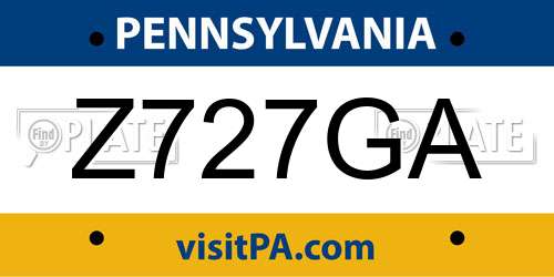 Z727GA Pennsylvania License Plate