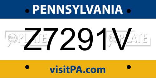 Z7291V Pennsylvania License Plate