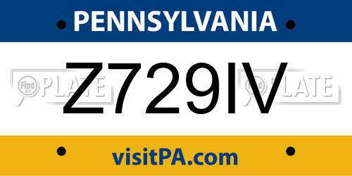 Z729IV Pennsylvania License Plate