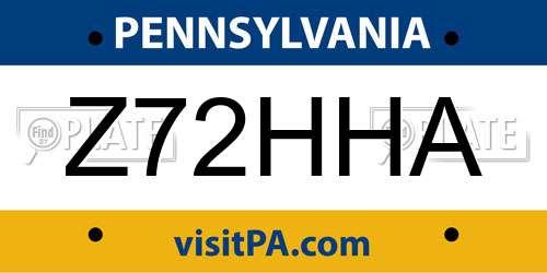 Z72HHA Pennsylvania License Plate
