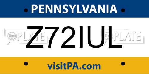 Z72IUL Pennsylvania License Plate