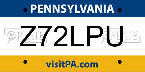 Z72LPU Pennsylvania License Plate