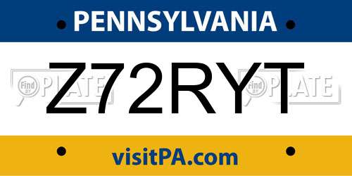 Z72RYT Pennsylvania License Plate