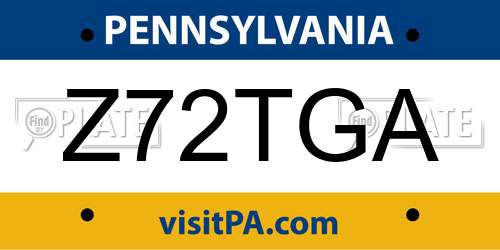 Z72TGA Pennsylvania License Plate