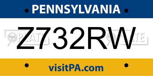 Z732RW Pennsylvania License Plate