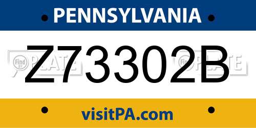 Z73302B Pennsylvania License Plate