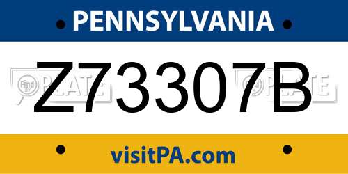 Z73307B Pennsylvania License Plate