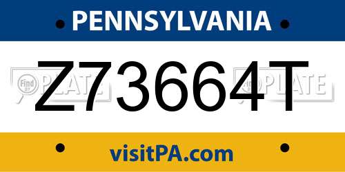 Z73664T Pennsylvania License Plate