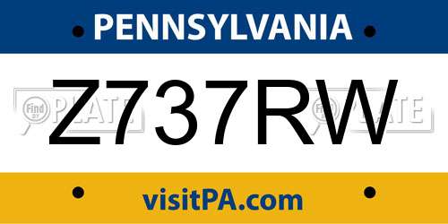 Z737RW Pennsylvania License Plate