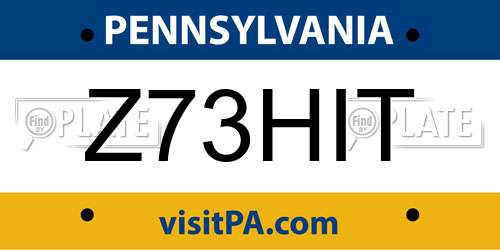 Z73HIT Pennsylvania License Plate