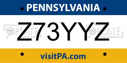 Z73YYZ Pennsylvania License Plate