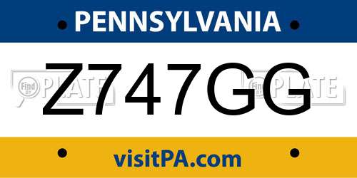 Z747GG Pennsylvania License Plate