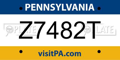 Z7482T Pennsylvania License Plate