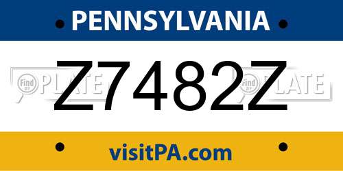 Z7482Z Pennsylvania License Plate